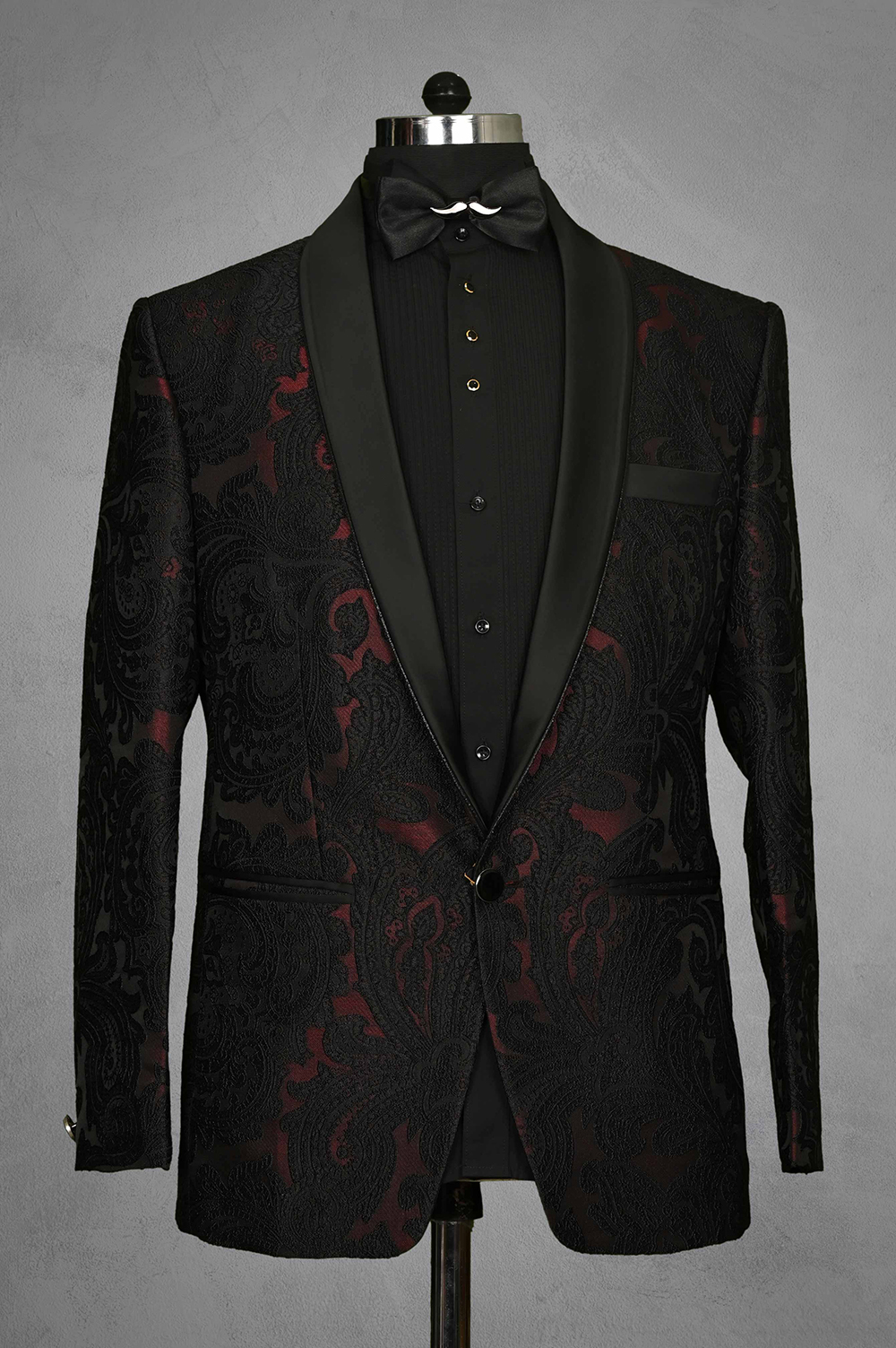 Mens Maroon and Black Blazer - ShahiLibas