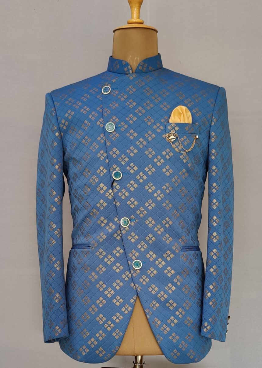 Blue Golden Jodhpuri Suit - Shahi Libas