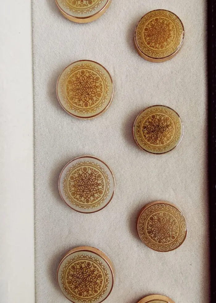 Cream Golden Sherwani Metal Suit Buttons
