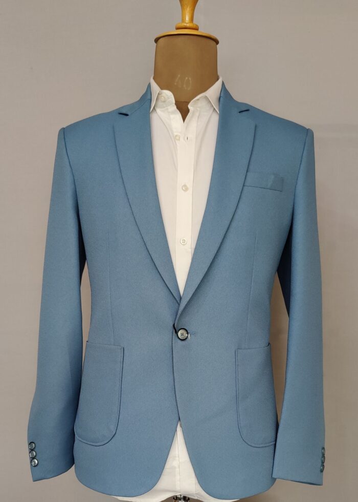 Blue Solid Suit for Mens