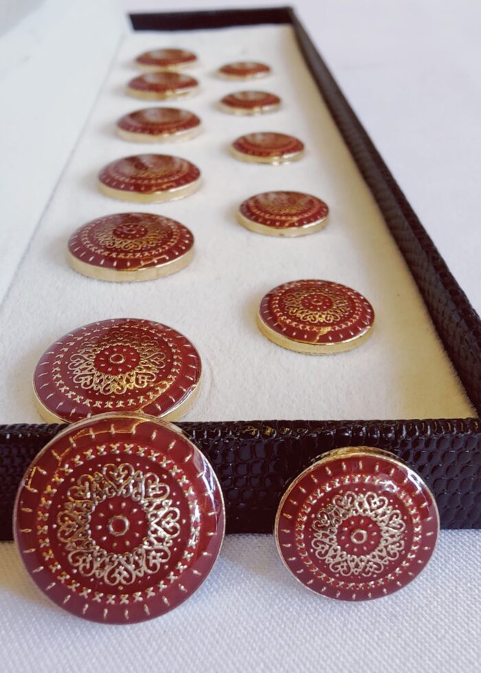 Maroon Sherwani Suit Metal Buttons
