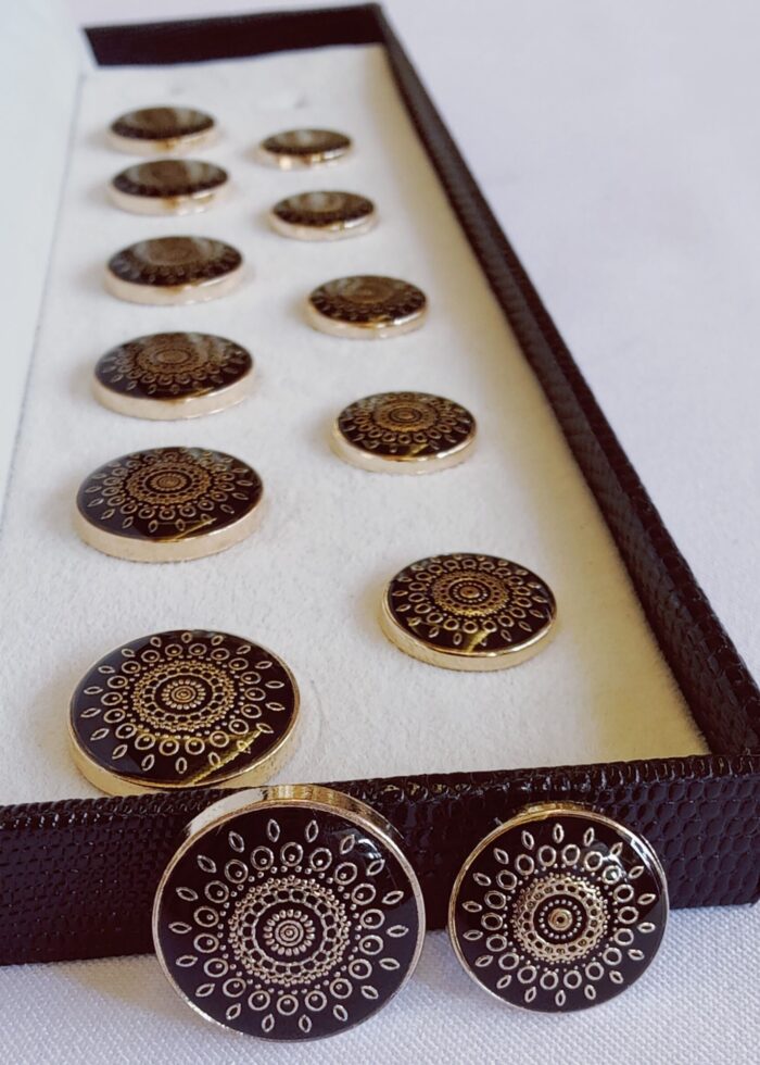 Black Sherwani Suit Metal Buttons