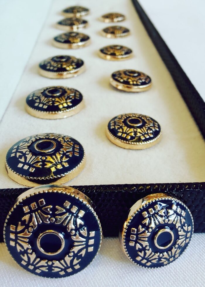 Blue Designer Sherwani Suit Metal Buttons