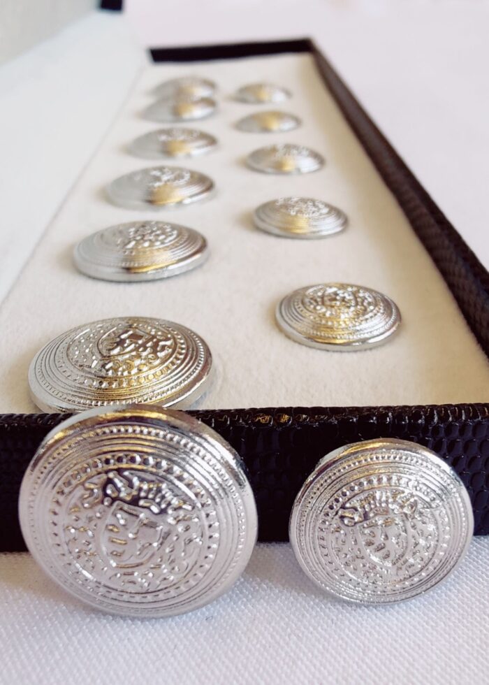 Silver Sherwani Suit Metal Buttons