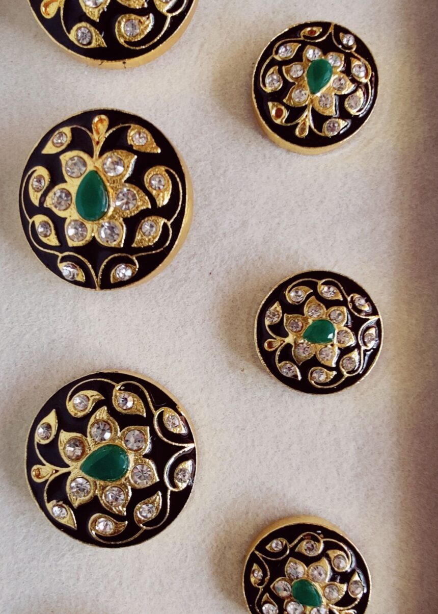 Black Meenakari Sherwani Buttons - Shahi Libas