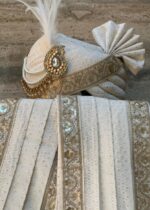 Cream Banarsi Groom Safa Dupatta Set