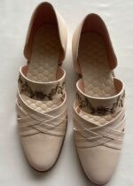 Cream Hand Embroidery Leather Sandal Slip-Ons