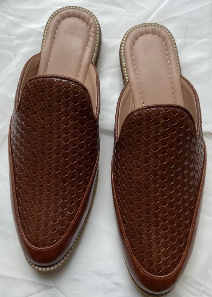 Brown Leather Slip-On Sandal for Mens