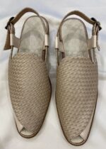 Cream Matt Leather Slip-On Sandal for Mens
