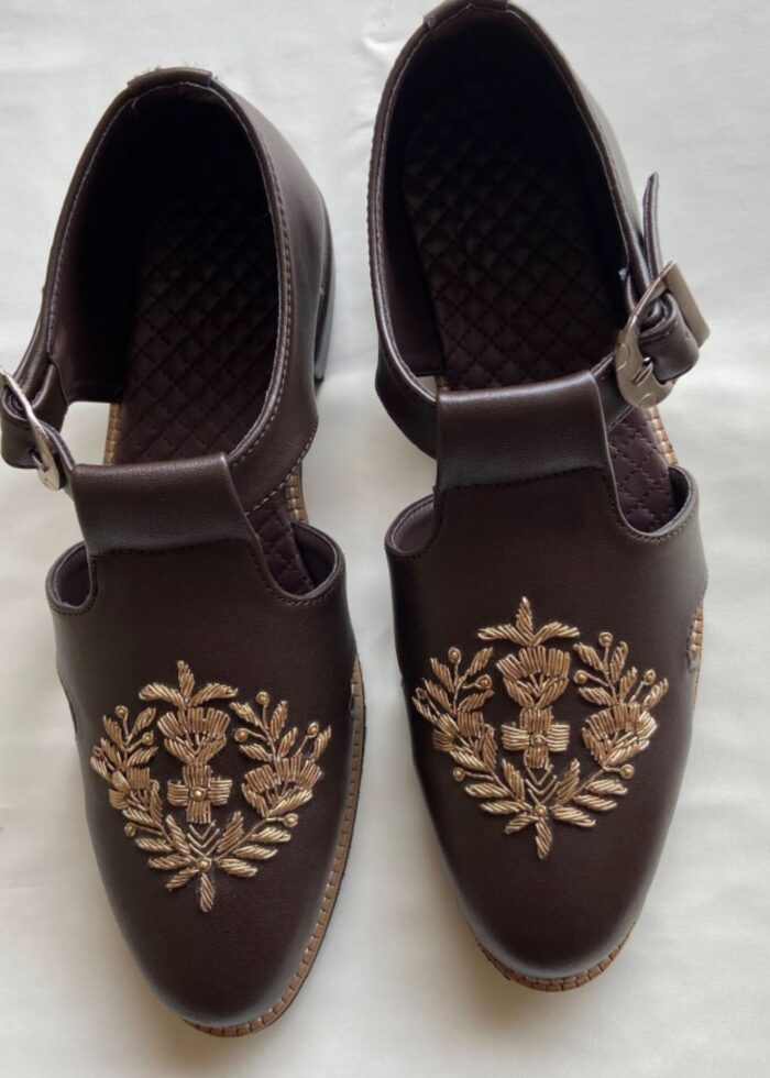 Dark Brown Embroidery Indo Sandal for Mens
