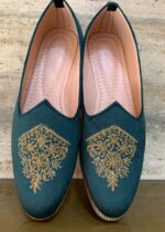 Bottle Green Hand Work Suede Loafers for Mens