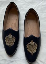 Black Hand Work Leather Loafers for Mens