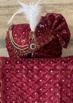 Maroon Chicken Work Safa Dupatta Set