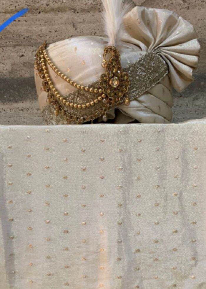 Light Golden Organza Safa Dupatta Set