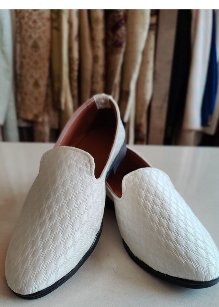 White Self Loafer Shoes for Mens