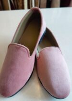 Pink Solid Velvet Loafers for Mens