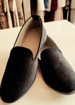 Black Solid Velvet Loafers for Mens