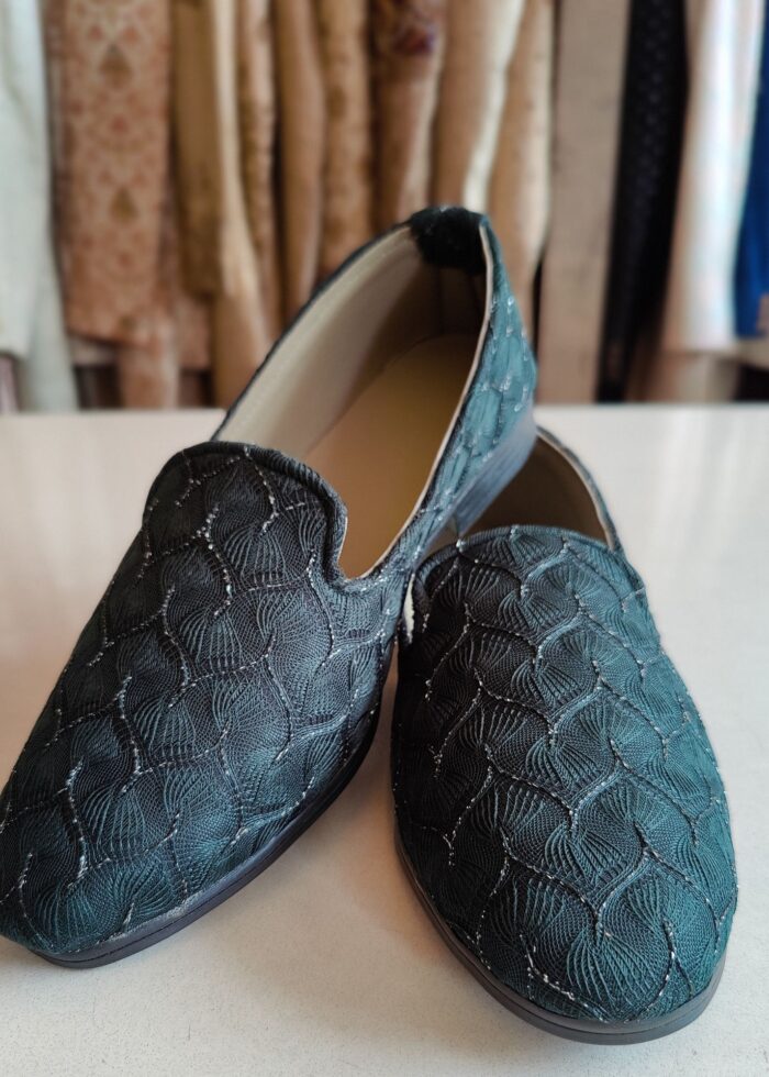 Black Embroidery Loafers for Mens