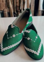 Green Mirror Work Loafers for Mens