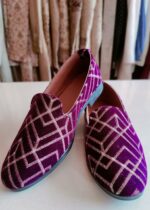 Purple Velvet Loafer Shoes for Mens