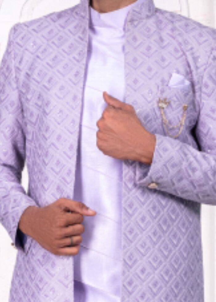 Purple Designer Open Indo Western Set