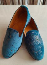 Teal Blue Suede Loafer Shoes for Mens