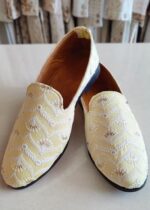 Yellow Embroidered Loafer Shoes for Mens