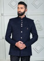 Navy Blue Designer Jodhpuri Suit for Mens