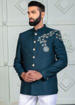 Teal Blue Designer Jodhpuri Suit for Mens