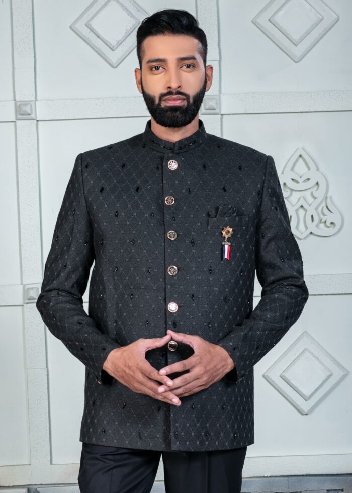 Black Designer Jodhpuri Suit for Mens