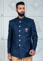 Blue Multi Floral Jodhpuri Suit for Mens