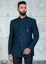 Blue Floral Jodhpuri Suit for Mens