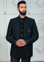 Black Designer Open Jodhpuri Suit for Mens