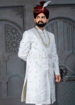 White Designer Sherwani for Groom